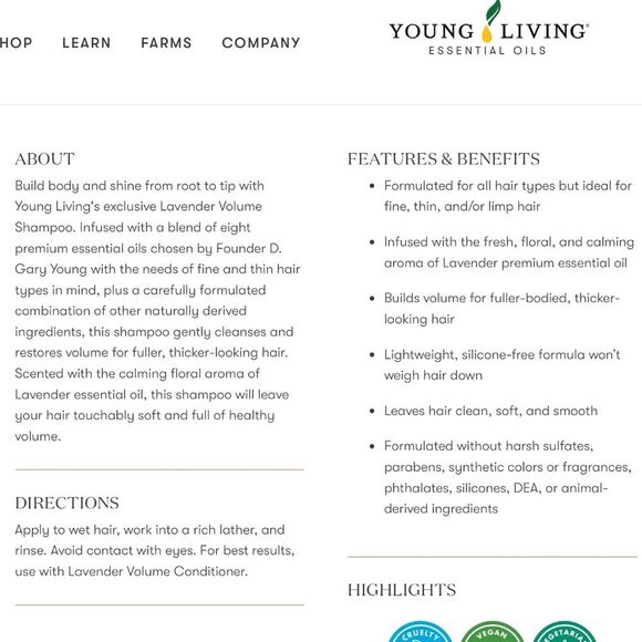 Young Living Lavender Shampoo & Conditioner Set-8 fl oz each- new sealed - Picture 4 of 9